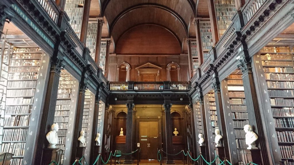 The library in Trinity College in Dublin, Ireland