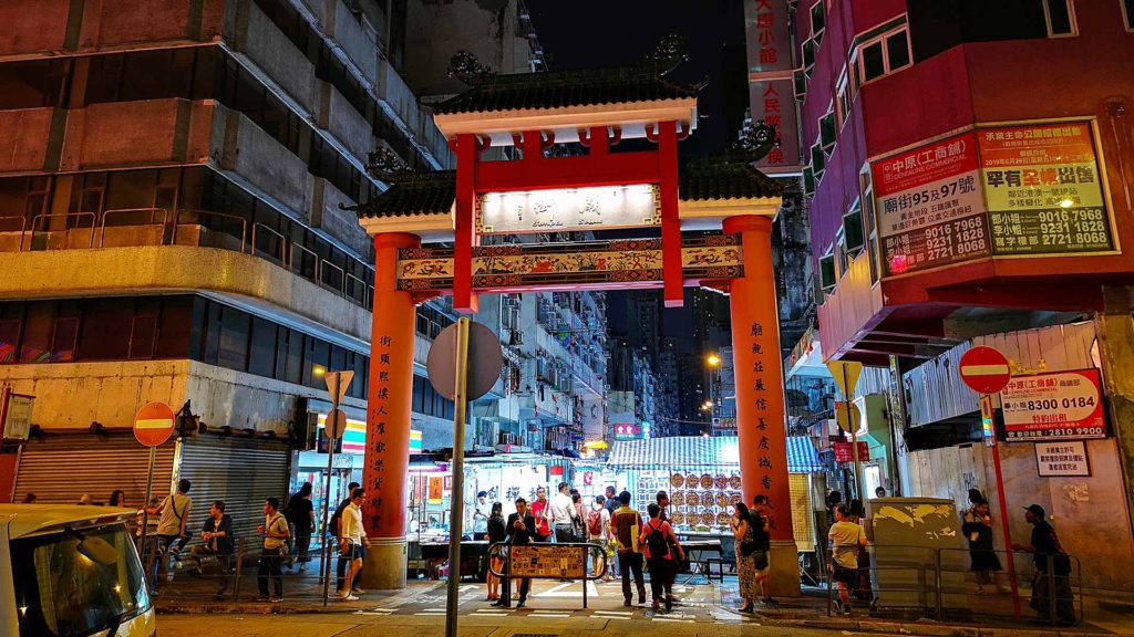 Der Temple Street Nachtmarkt von Kowloon in Hong Kong