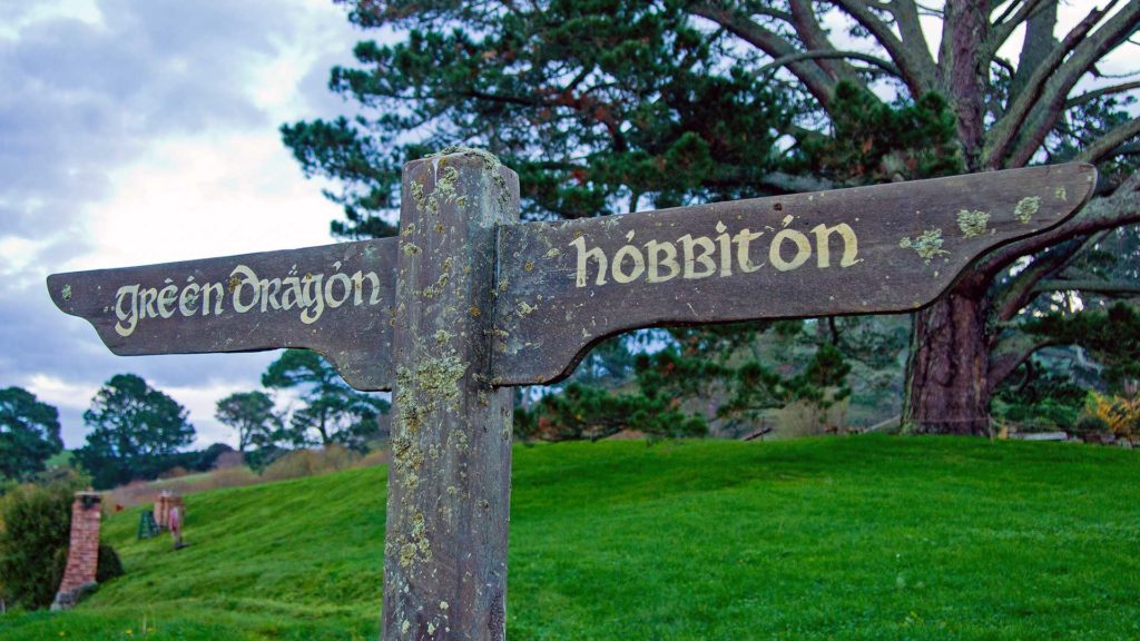 Sign from the Green Dragon Pub in Hobbiton, Matamata