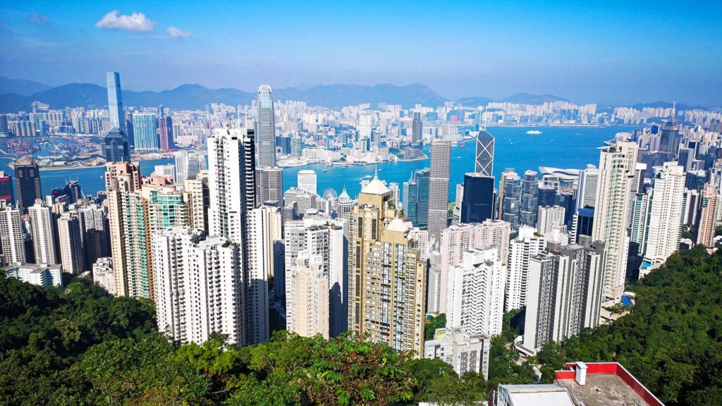 Aussicht vom Victoria Peak auf Hong Kong Island und Kowloon