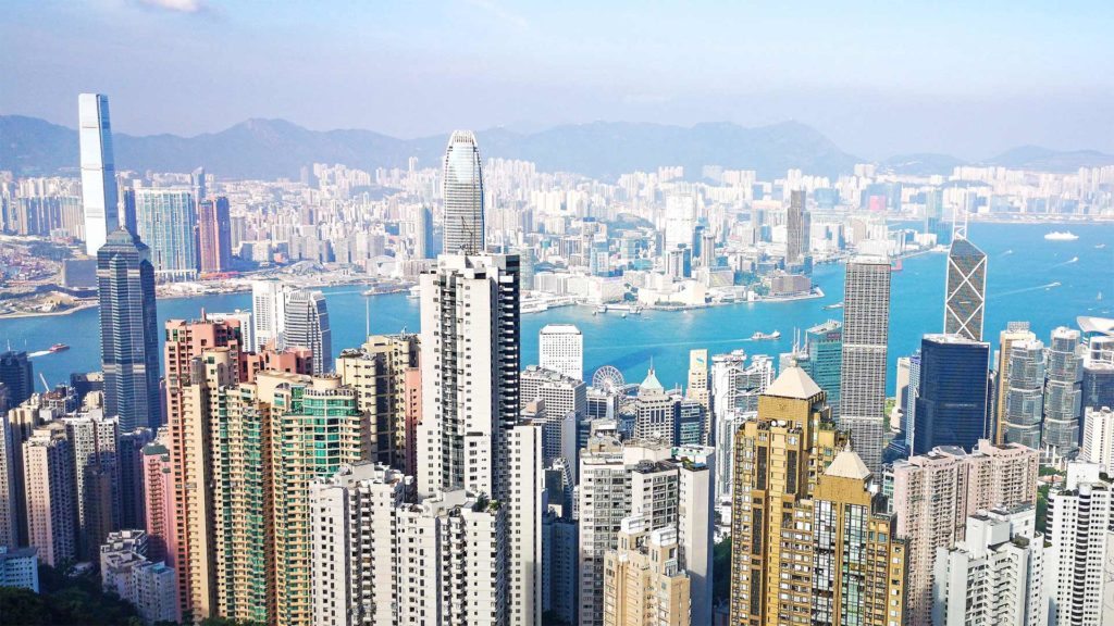 Die Hochhäuser und Skyline von Hong Kong, Aussicht vom Victoria Peak