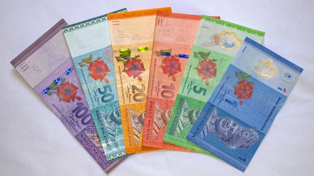 Malaysia Währung: verschiedene Ringgit Scheine MYR