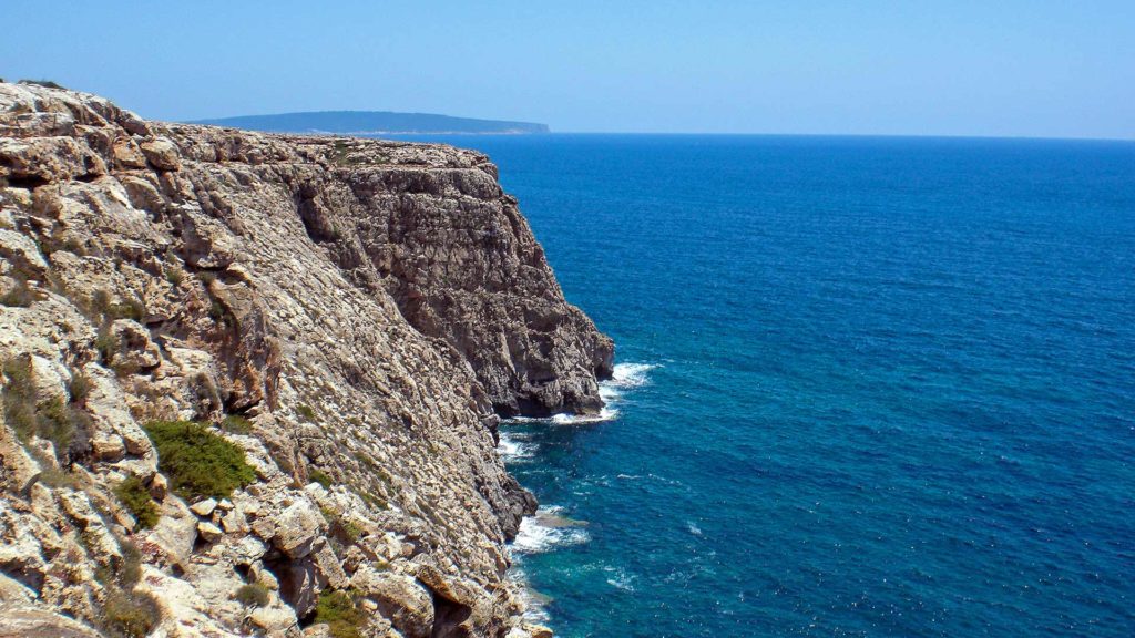 Coastal cliff at Cap de Barbaria on Formentera, Spain