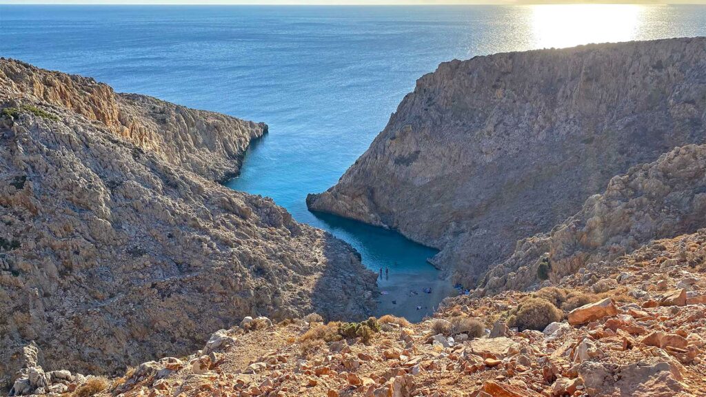 Ausblick auf den Seitan Limania Beach in West Kreta