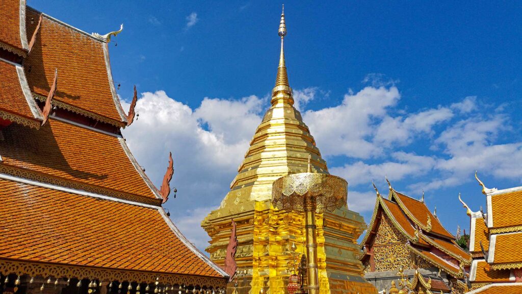 Der Wat Phra That Doi Suthep Tempel auf dem Doi Suthep Berg in Chiang Mai
