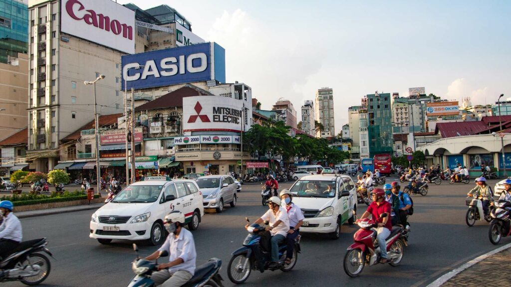 Verkehr in der Innenstadt von Ho Chi Minh City (Saigon)