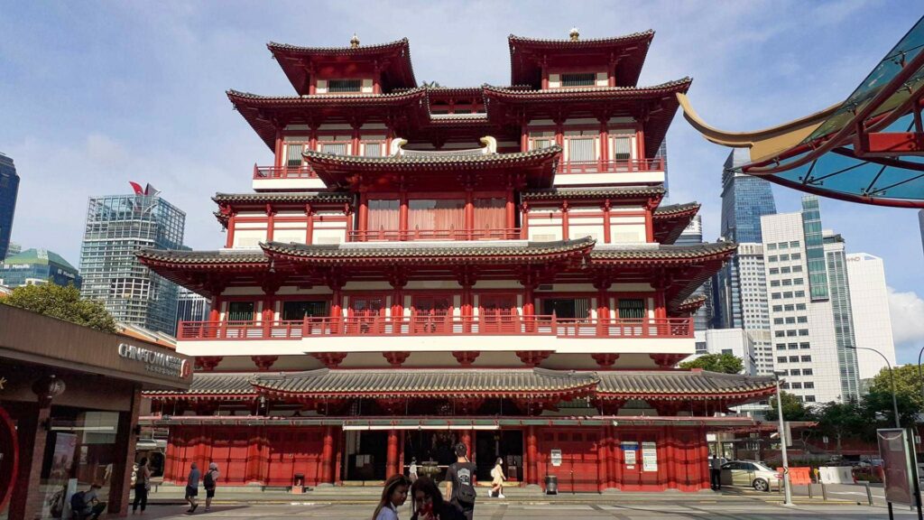 The Buddha Tooth Relic Temple in Singapore from outside