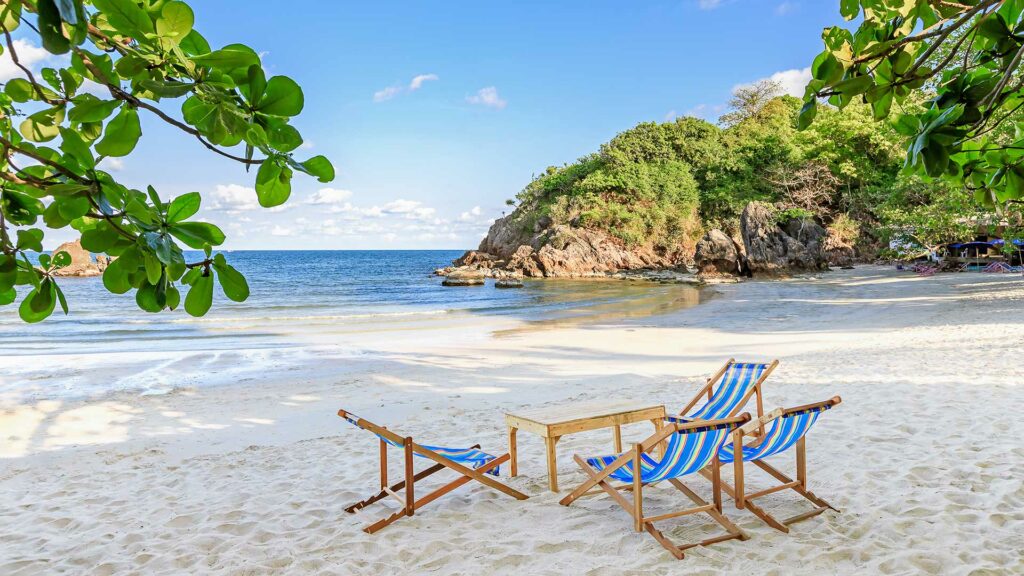 Sun loungers at Bo Thong Lay Bay in Ban Krut