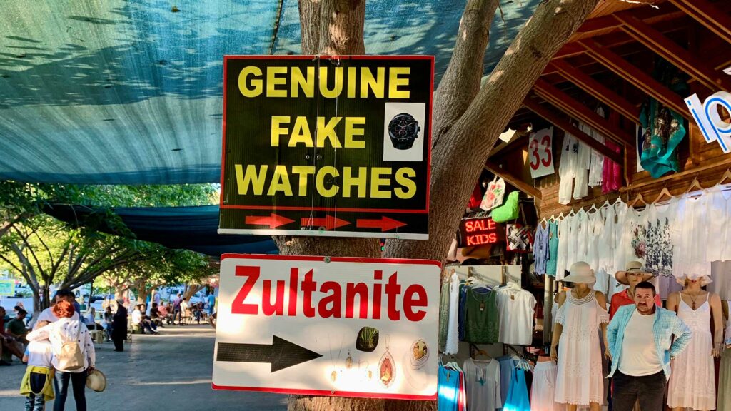 Genuine Fake Watches Schild in Ephesos, Türkei