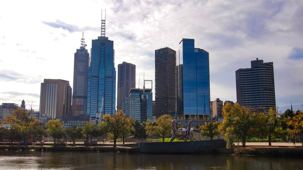 Eine der wichtigsten Australien Städte - die Skyline von Melbourne