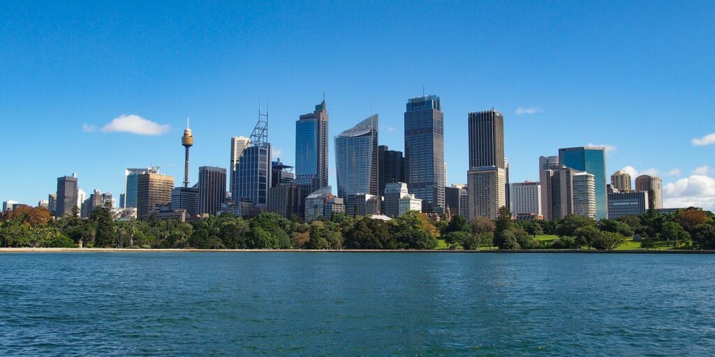 The skyline of Sydney in Australia