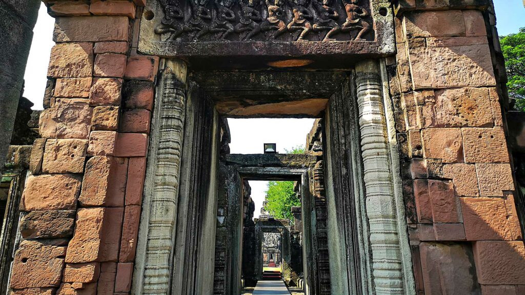 Passageway in the historical park of Phimai to the main temple