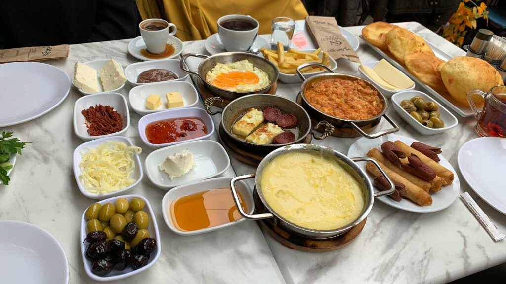A typical breakfast in Istanbul